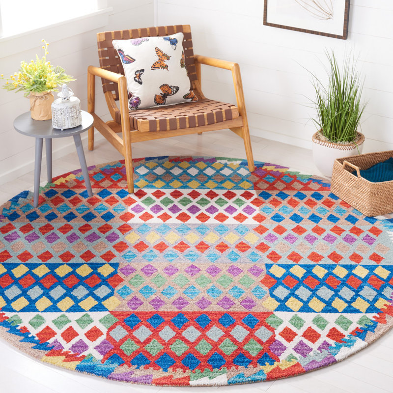 Tapis rouge / bleu Horwich 406, Rond 7 pi