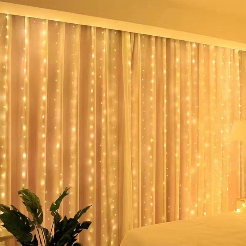 Kbndieu LED Copper Curtain Lights USB Remote Control Lights Multifunctional String Lights Christmas Holiday Decoration, A