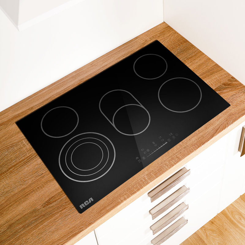30 In. Sterling Collection Drop-in Electric Ceramic Glass Cooktop, 5 Burners, Triple Zone Element, Sync Burner, Black