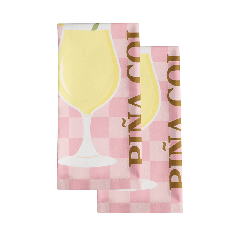 Bay Isle Home™ Set Of 2 Digitally Printed Cocktail Kitchen Towels, 20" X 30" - Pina Colada