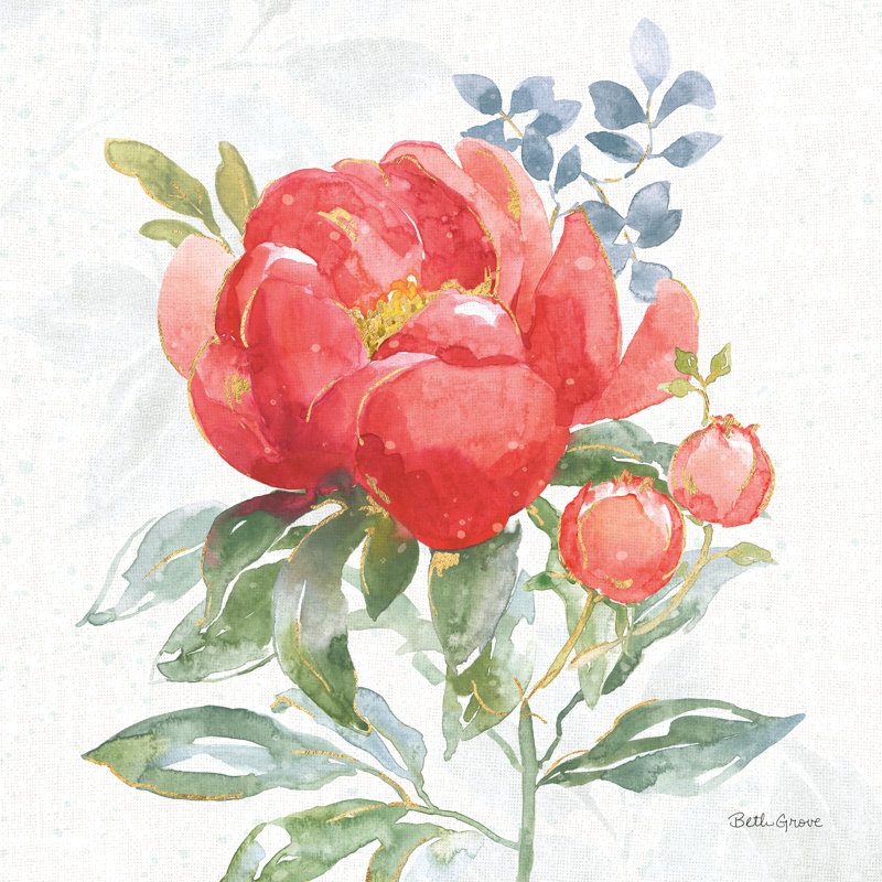Floral Focus VII by Beth Grove - Wrapped Canvas Painting, 46cm H x 30cm W x 3.8cm D