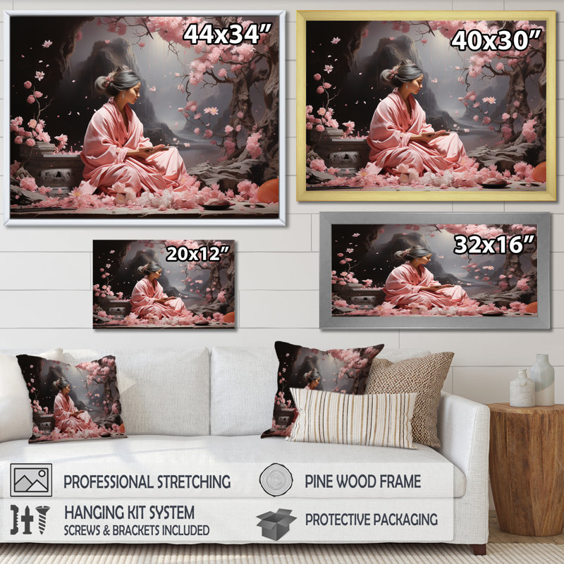 Hindouisme Bhakti Blossom Blush, H 34 po x l 44 po x P 1,5 po, Toile tendue