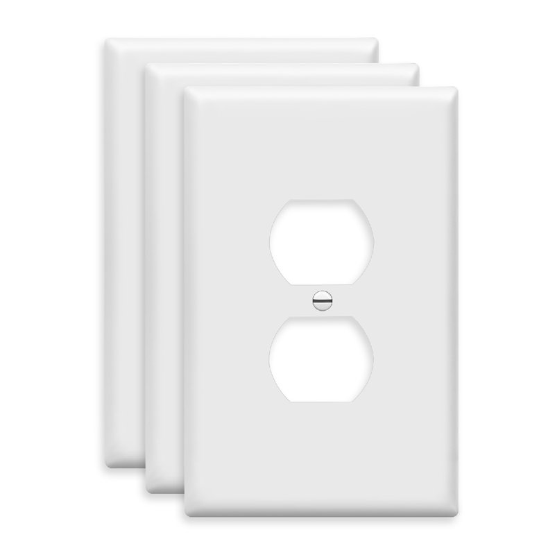 Duplex Receptacle 1-Gang Wall Plate, Oversize - White (3-Pack)