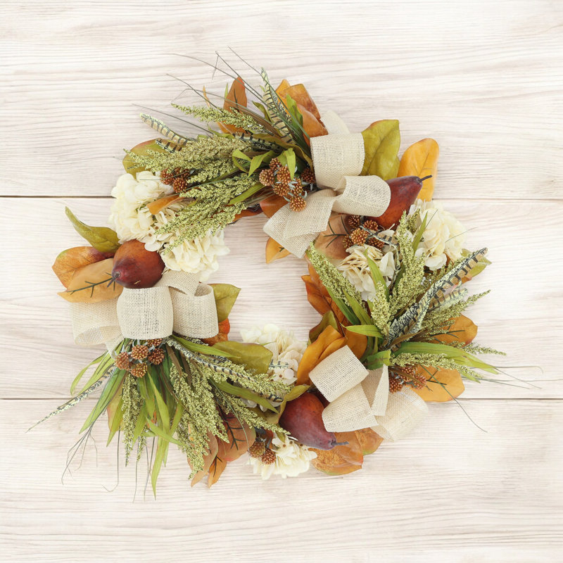 23" Heather and Hydrangea Fall Wreath