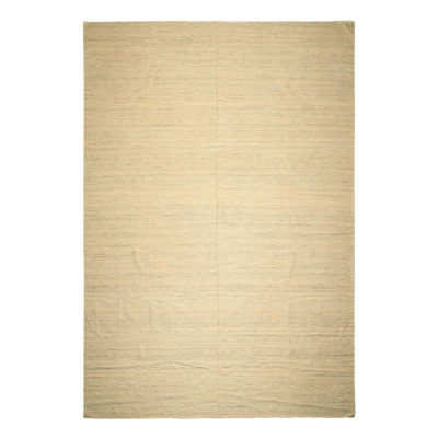 Tapis géométrique moderne et contemporain en laine tissé à la main ivoire 10 x 14 pi 5 po Kilim