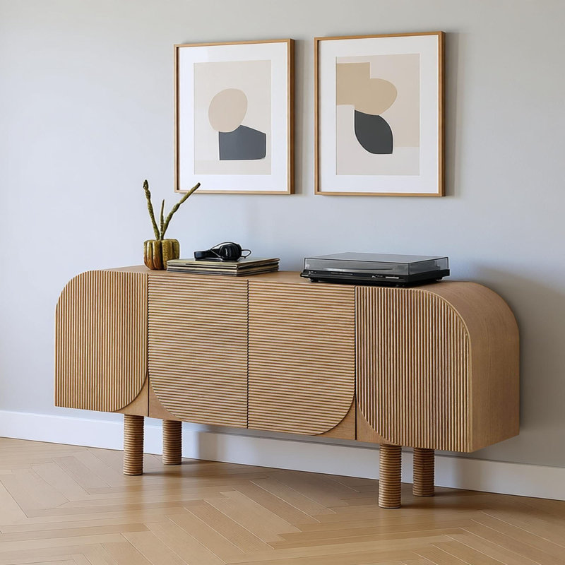 Buffet simple et rétro avec rangement, H 33,85 po x l 70,86 po x P 16,53 po