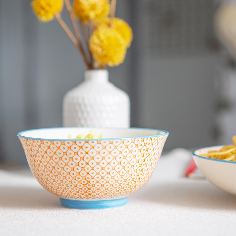 Nicola Spring - 30 Piece Hand-Printed Dinner Set - Orange