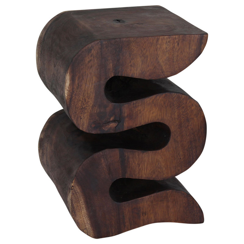 Harison Solid Wood End Table, Dark Brown Wood, 20" H x 14" W x 14" D