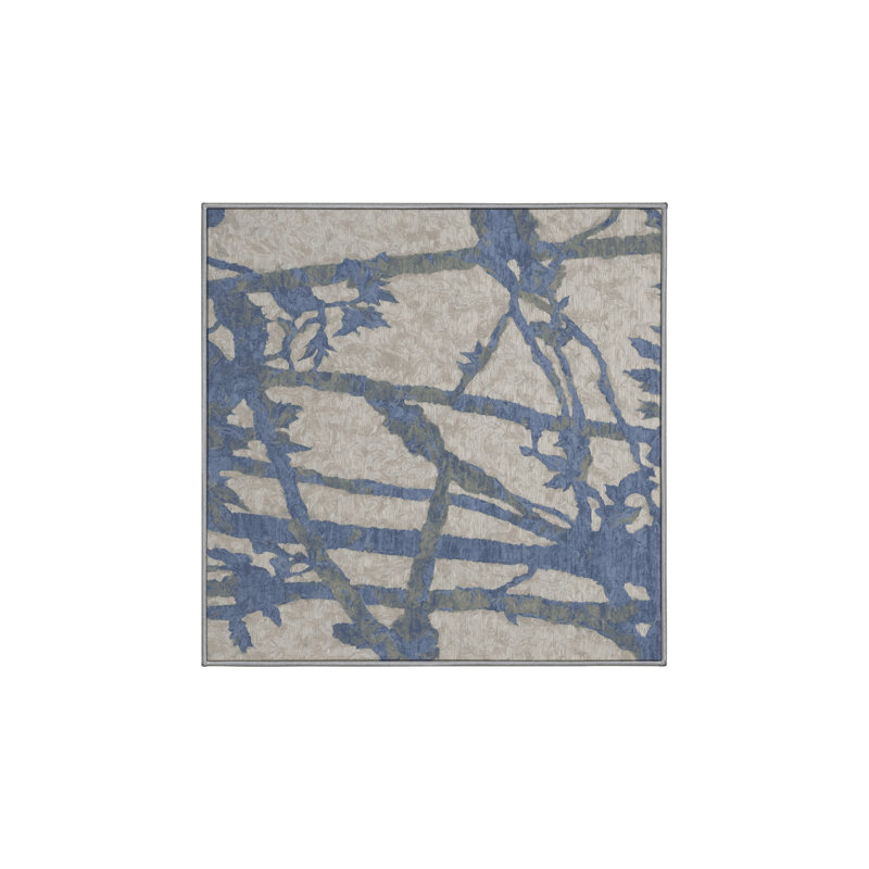 Tapis gris soyeux et moelleux, Carré 3 pi