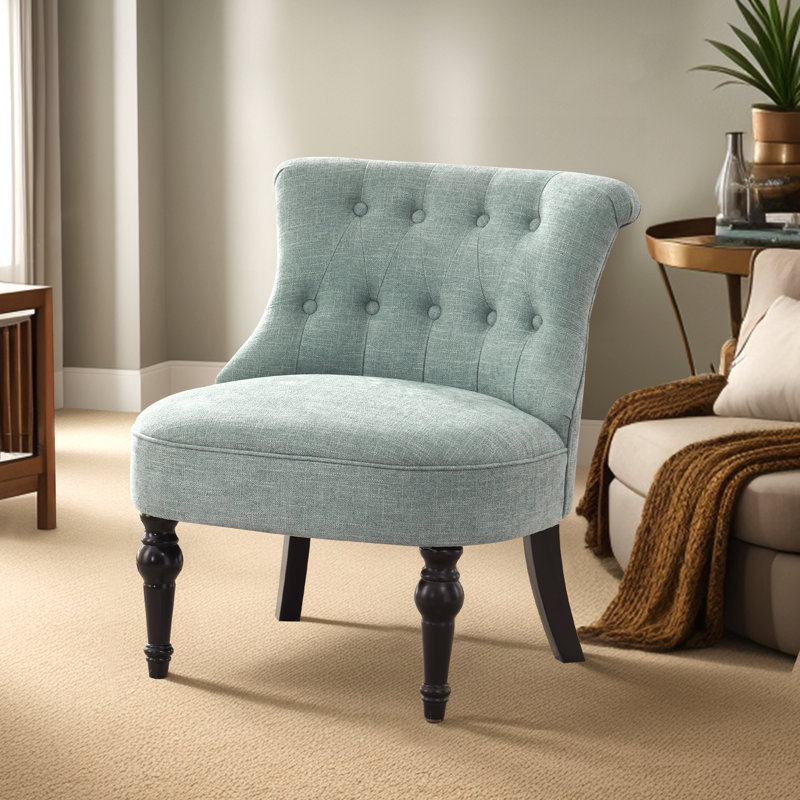 Upholstered Chenille Side Chair, Teal Chenille