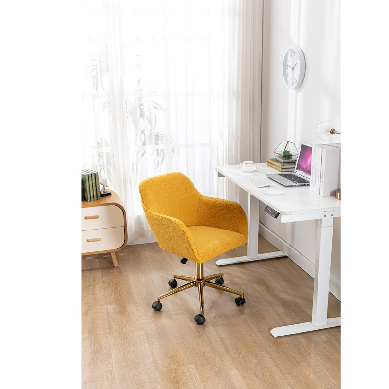 Chaise de bureau Teddy en tissu, pivotante à 360 ° à hauteur réglable, capacité de 250 lb, facile à assembler, idéale pour le bureau à domicile