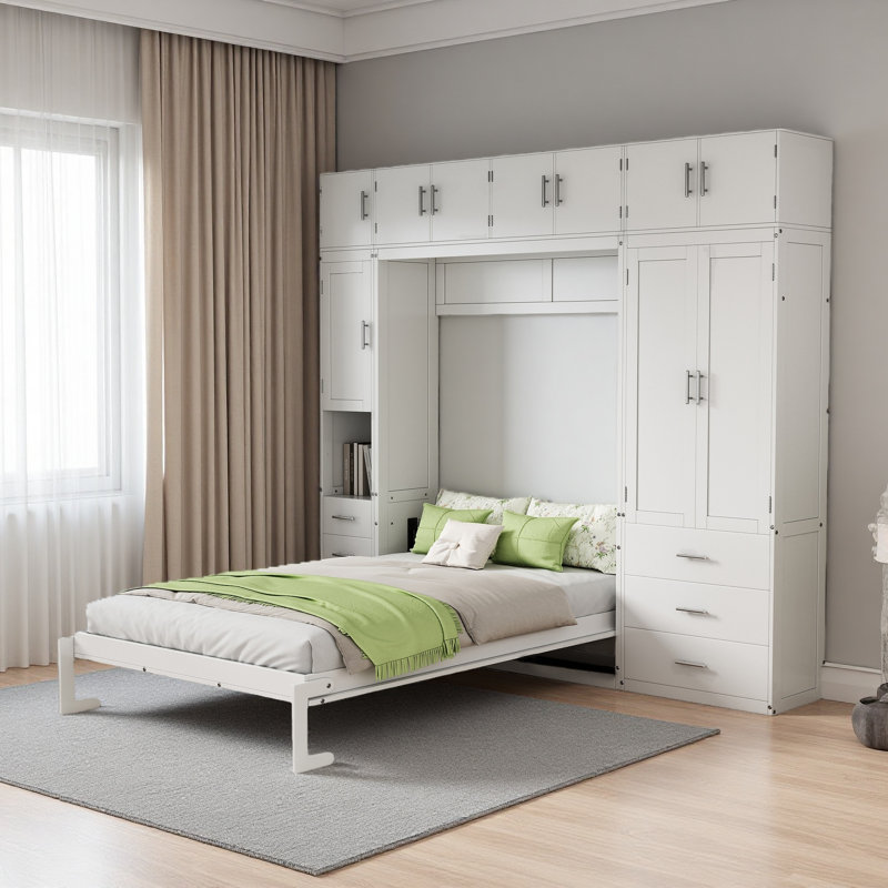 Lit escamotable avec casiers et armoires Murphy, Lit double