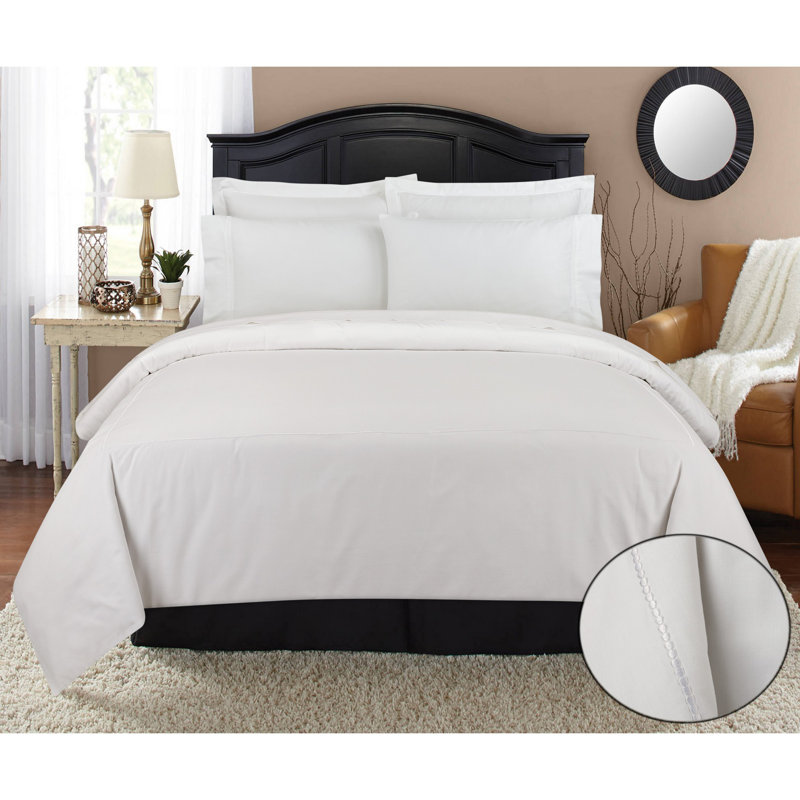 White and Light Blue Cotton Full/Queen Duvet Cover Set