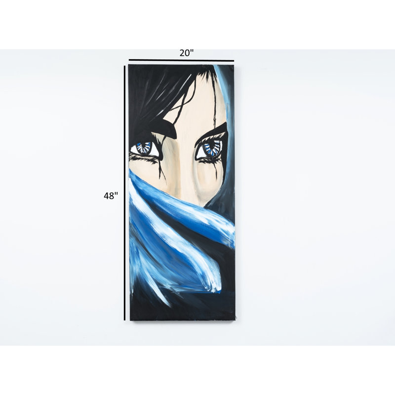 Art mural sur toile bleu à couper le souffle de 47 po x 19 po - Peint à la main pour des intérieurs envoûtants