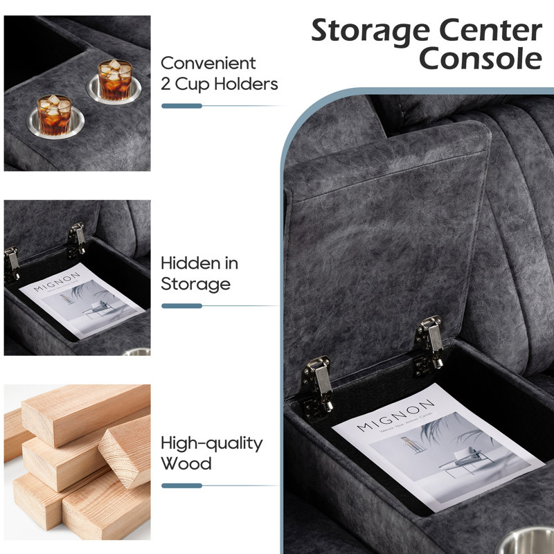 Zero Gravity Power Reclining Loveseat with Adjustable Headrest, Reclining Loveseat with Console