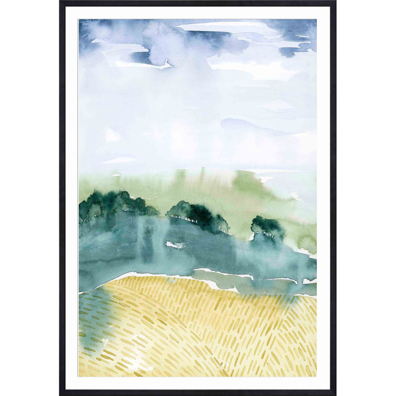 «Mountain Vale I» par Grace Popp - peinture encadrée, H 12 po x l 12 po, Noir