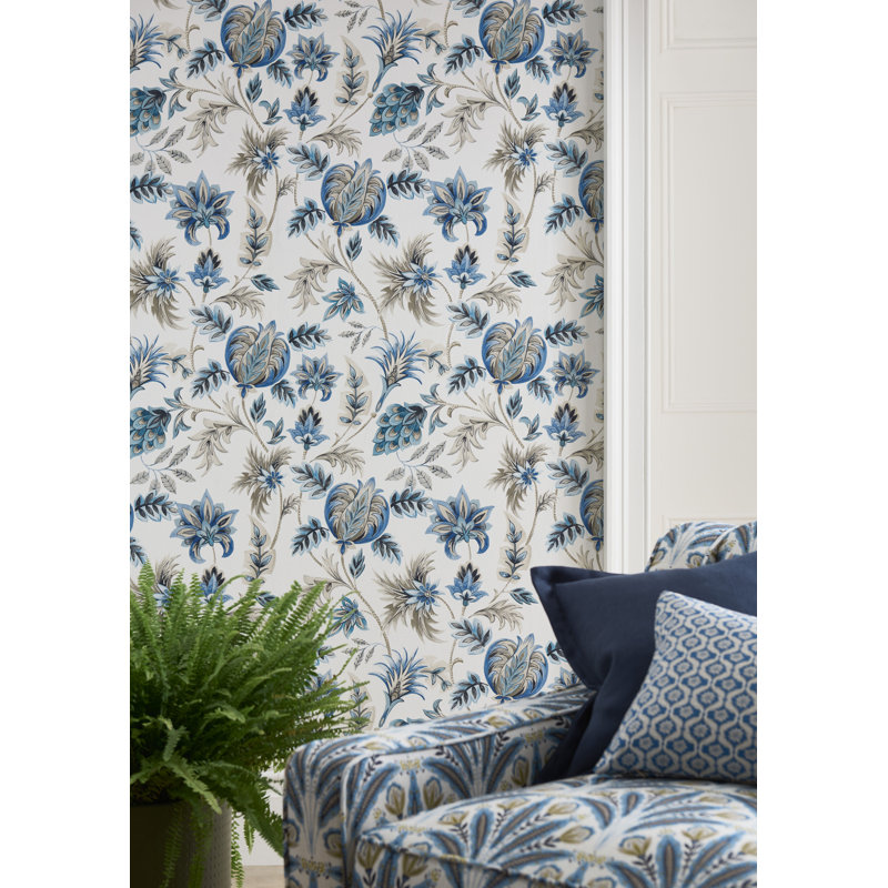 Sizergh Secret Garden 10.05m x 52cm Matte Wallpaper Roll, Denim