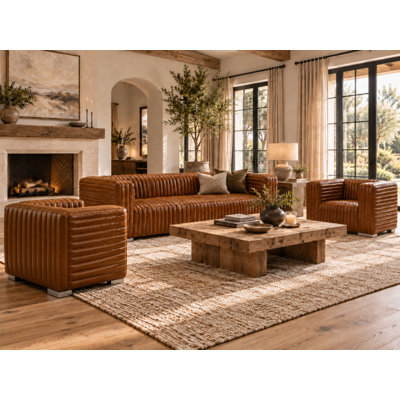 Canyon 86" Genuine Full Grain Italian Brown Modern Sofa