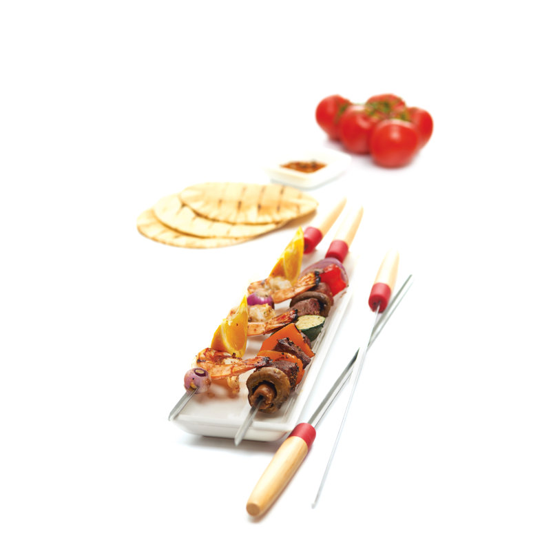 GrillPro 22-in Wood Handle V Skewers 6 Pcs