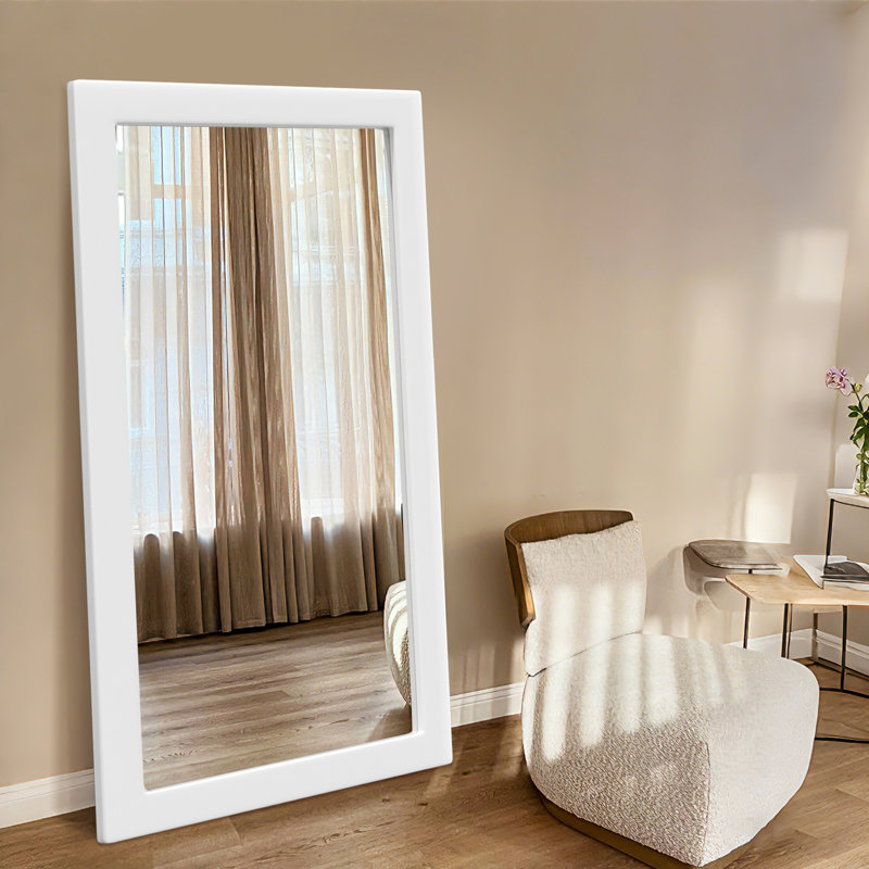 Wooden Frame Flat Mirror, 71" x 32", White