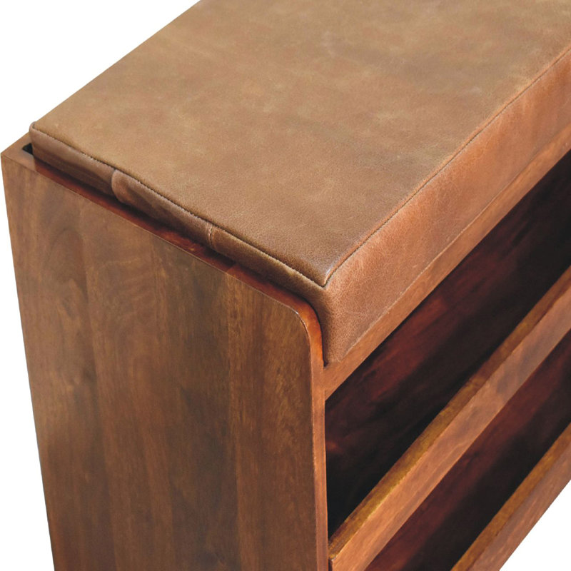 Banc de rangement escamotable en bois massif, Châtaignier