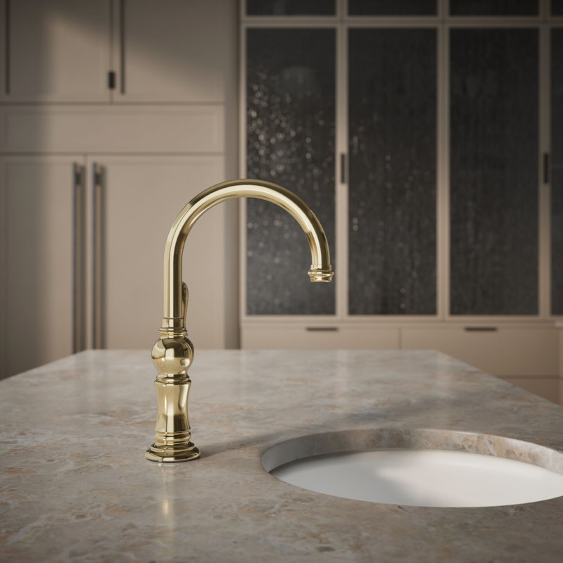 Artifacts® Single-Hole Bar Faucet with Supply Lines, French Gold