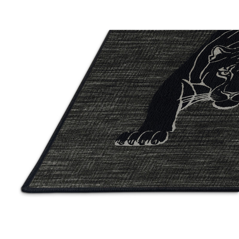  Tapis noir lavable Jaguar Big Cats, Carré 5 pi
