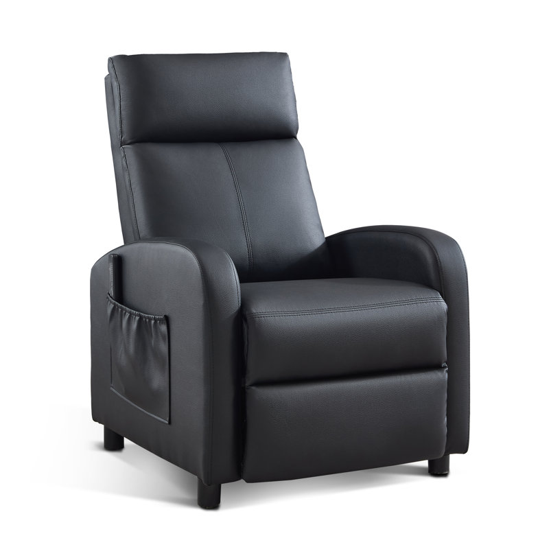65cm Wide Modern and Soft Breathable Vegan Leather Compact Massage Recliner with Remote Control and Pocket