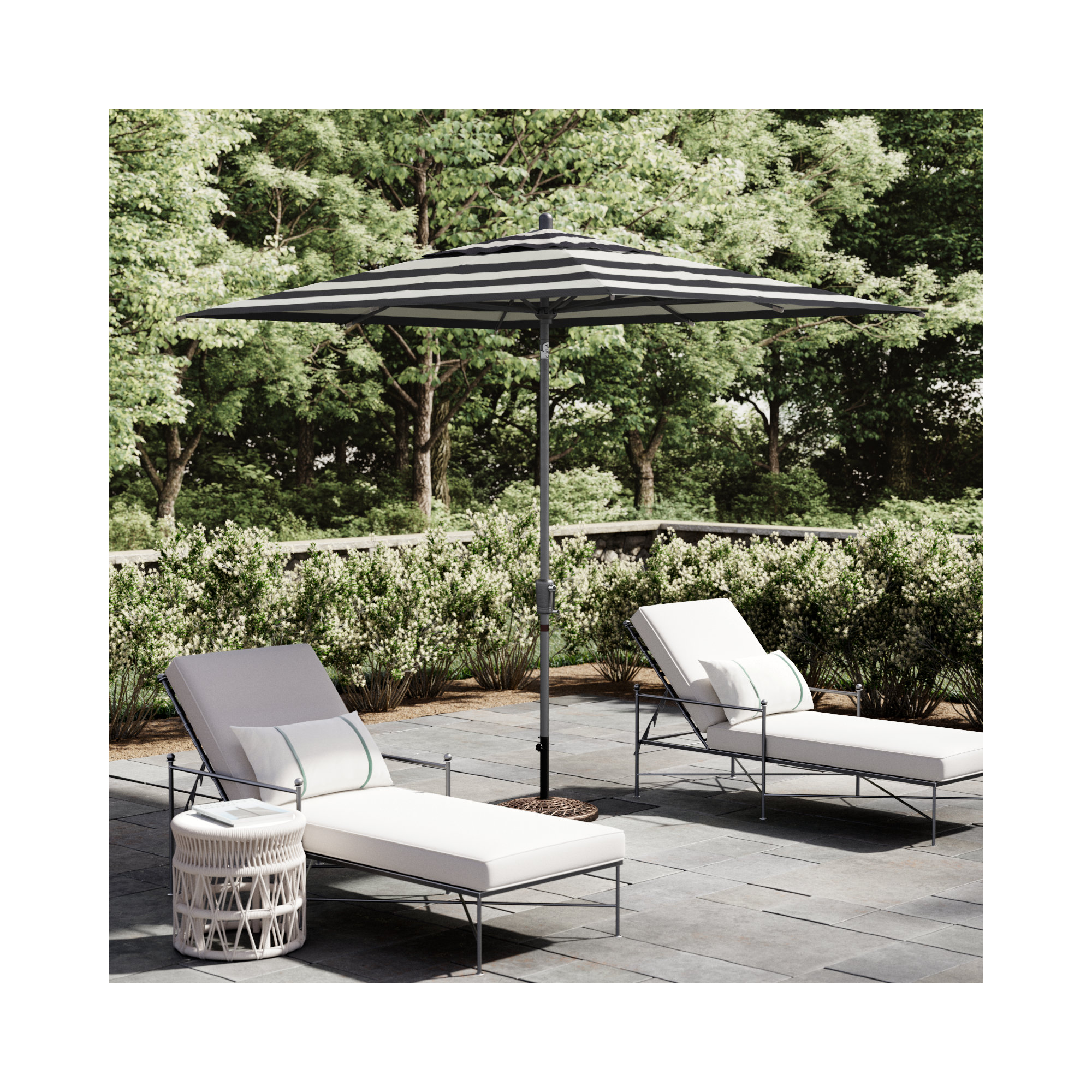 Natalie 103'' Outdoor Umbrella, Starring Gray, Black Stripe Sunbrella®