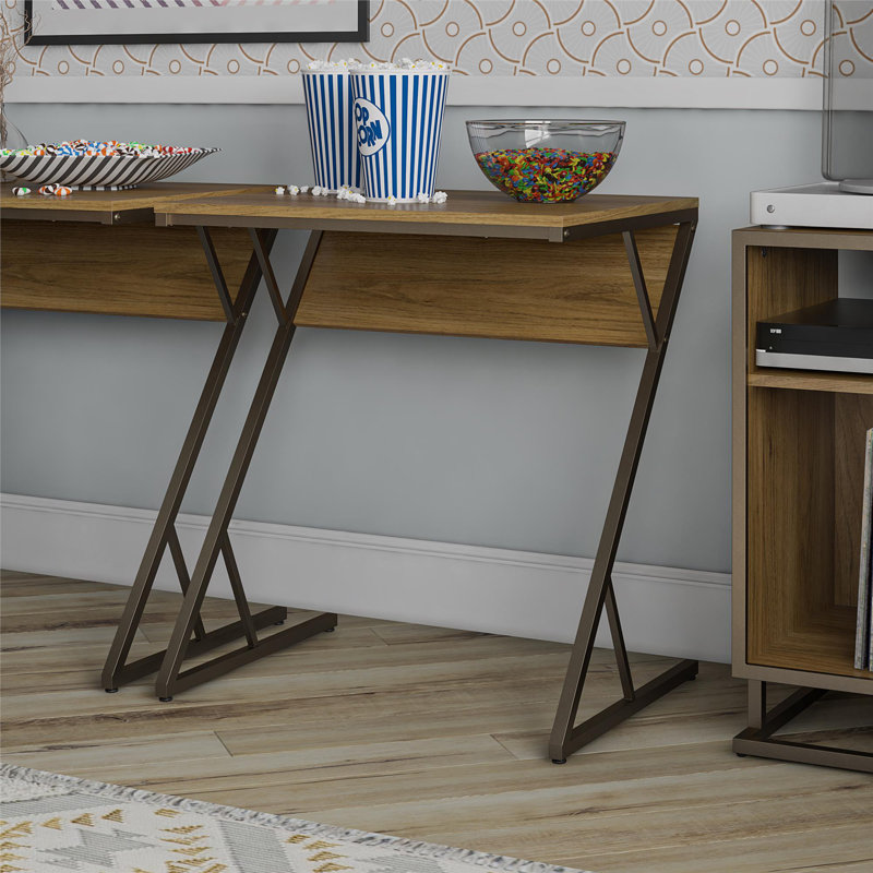 Metal Base Writing Desk, Walnut