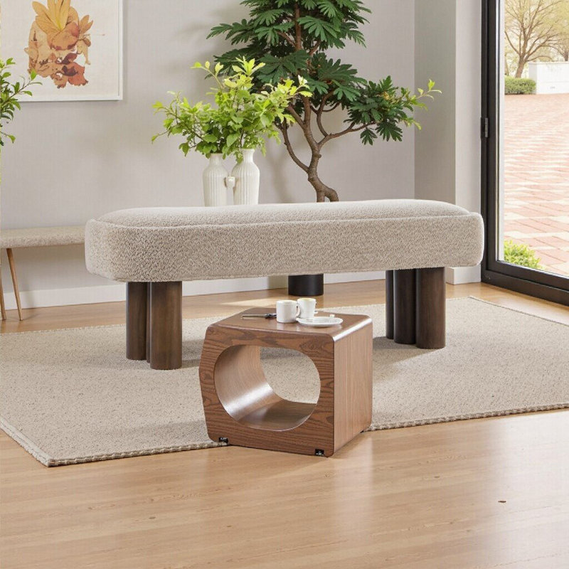 Banc de salle à manger kaki avec pieds noyer - 51,57 po de hauteur, capacité 250 s, khaki,Walnut