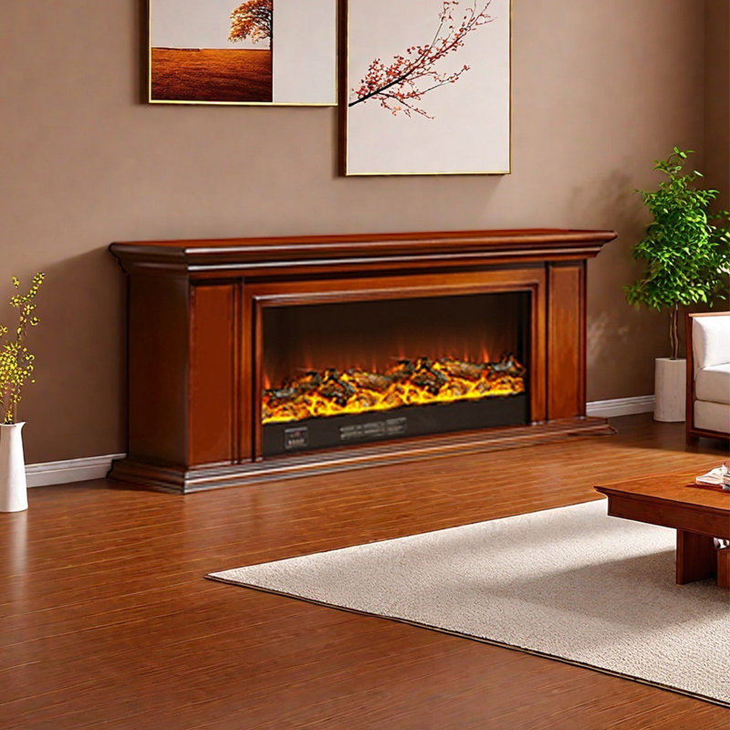 Meuble télé American Fireplace, Brun, 59.06"