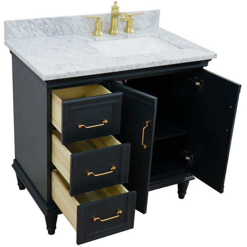 Ensemble de meuble-lavabo simple 37 po Lobardy, Gris foncé