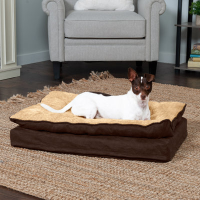 Minky Faux Fur & Suede Orthopedic Dog Bed with Pillow-Top Removable Cover