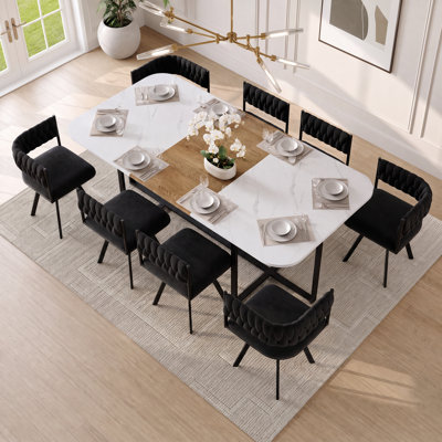 Ensemble de table de salle à manger 9 pièces avec chaises à replier pour réunions de famille ou repas