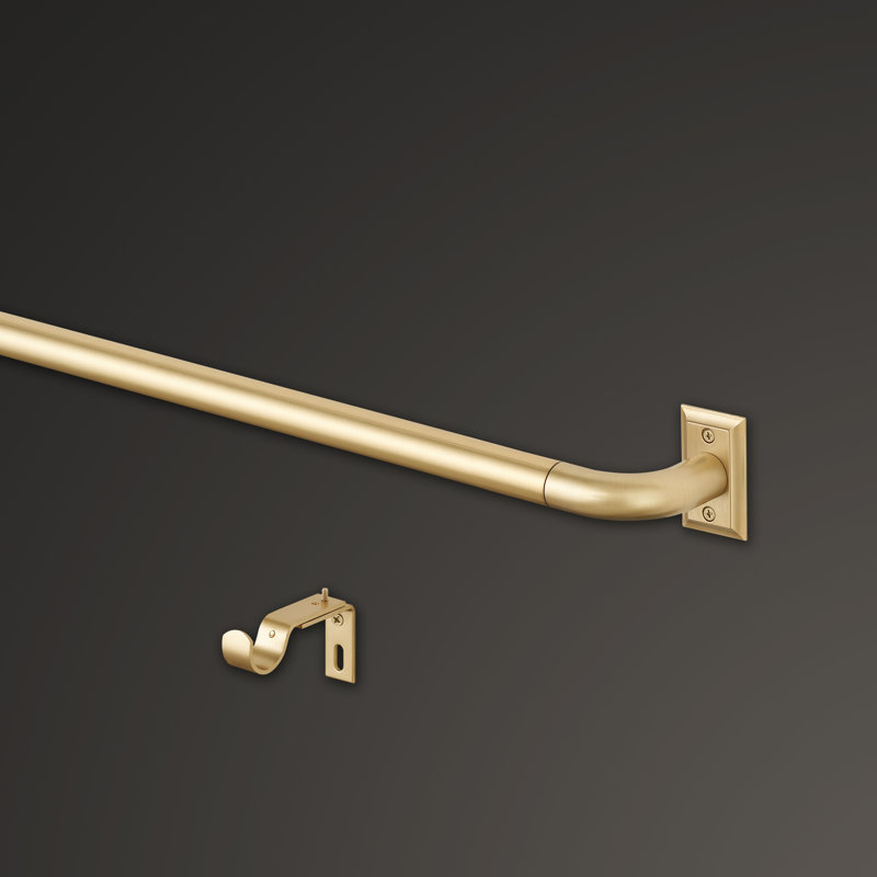 Brushed Gold Adjustable Steel Blackout Curtain Rod Set