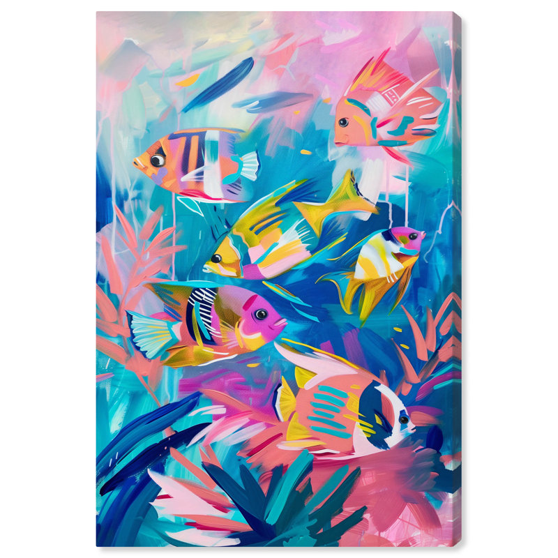 Colorful Coastal Sea Life Canvas Wall Art, 15" x 10"
