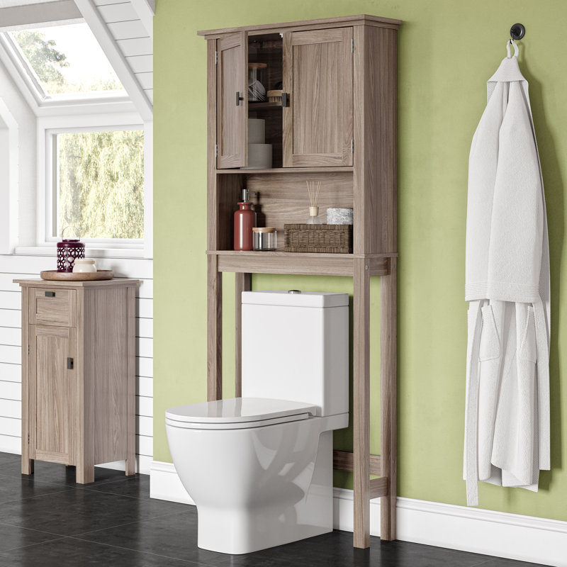 Rangement au-dessus de la toilette l 27,38 po x H 64,25 po x P 7,88 po Ellijay, Taupe