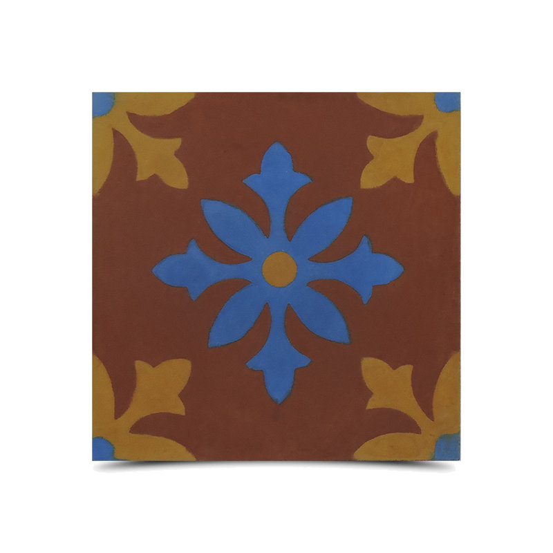 Azrou 8" x 8" Handmade Cement Tile in Multi-Color