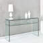 Console en verre, console en verre trempé transparent avec bureaux à bords arrondis, table de canapé