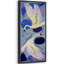 Artistic Twin Cranes with Floral Accents in Blue Palette - Large Framed Canvas Master Bedroom Wall Art Print-2144245301-2144245300