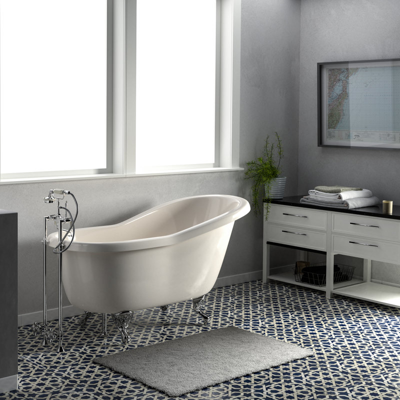 Fillmore 60'' x 30'' Soaking Acrylic Bathtub, Polished Brass, White