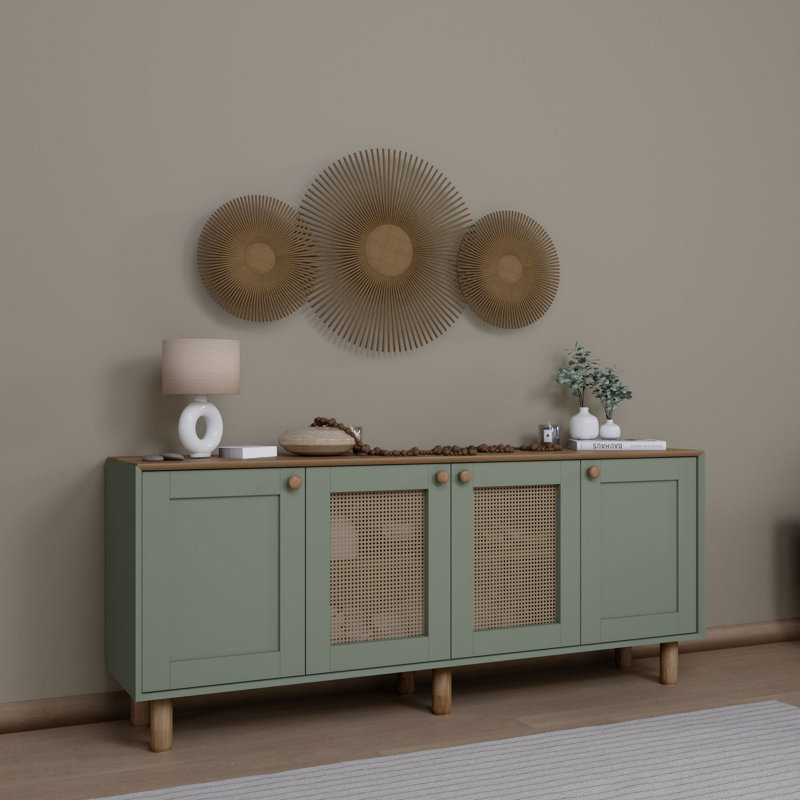 Modern Green Console Table, 70.9 x 29.5 x 15.7 inches | 100% Melamine Coated Particle Board, Thickness: 0.7 inches | Features Multiple Shelves, Wall-Mountable Design | Stylish & Functional for Living Room or Entryway