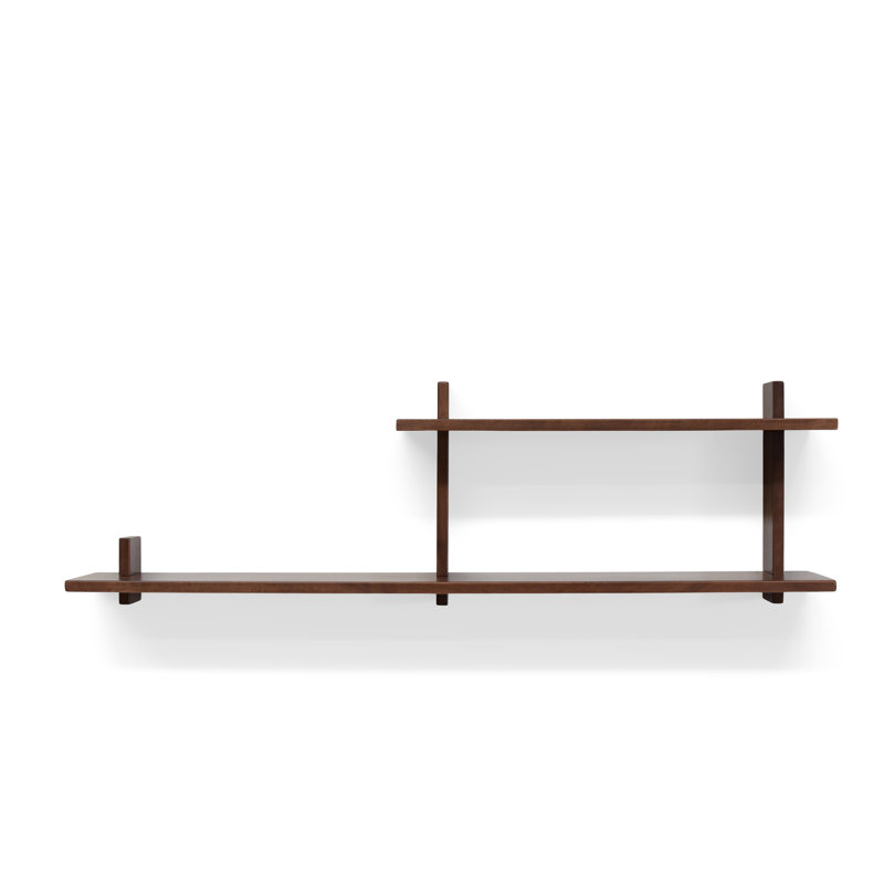 2 Piece Walnut Accent Shelf, Brown, 15" H x 50" W x 7" D 