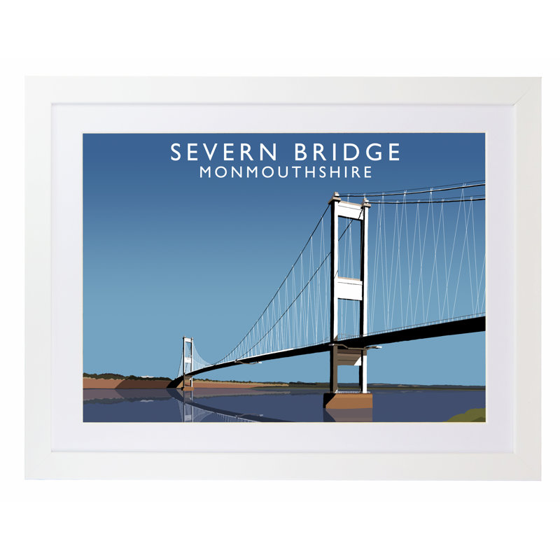 'Severn Bridge' by Richard O'Neil - Print, 33.5 cm H x 43.5 cm W x 2.2 cm D, White Wood Frame