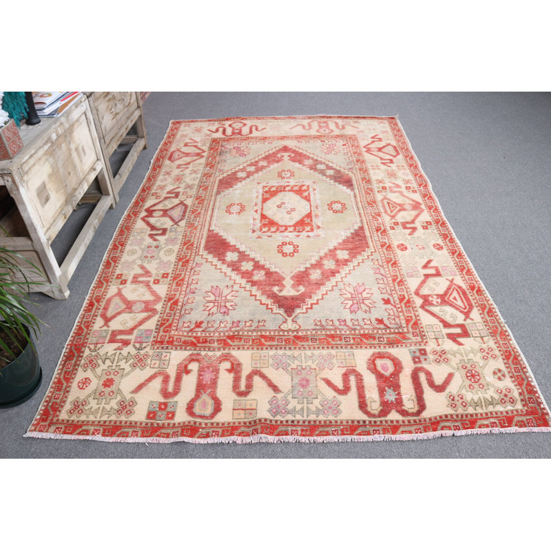 Grand tapis en laine fait à la main de style anatolien turc rétro idéal pour rehausser le décor de votre salon
