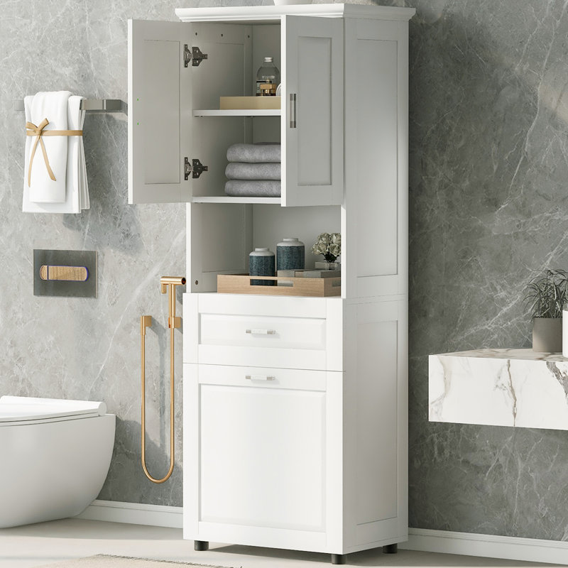 Airah 20'' W x 68'' H x 13'' D Linen Cabinet with 2 Drawers