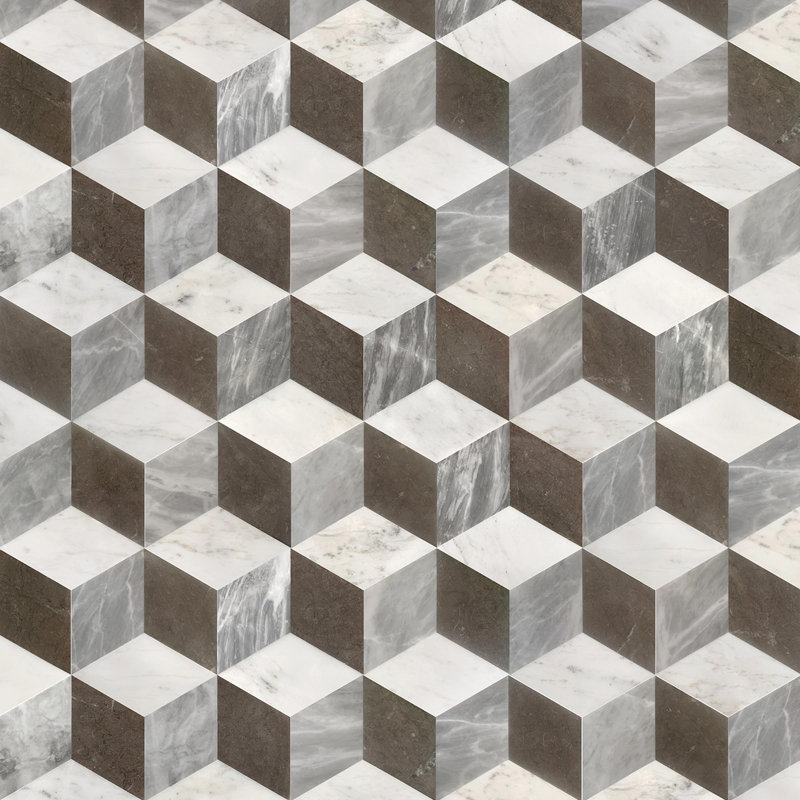Carrelage en marbre poli, pierre naturelle, Blanc/Noir