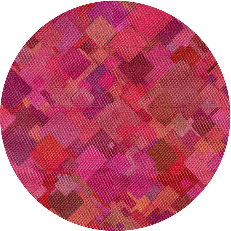 Motif géométrique rose Tapis décoratif, Rond 8 pi