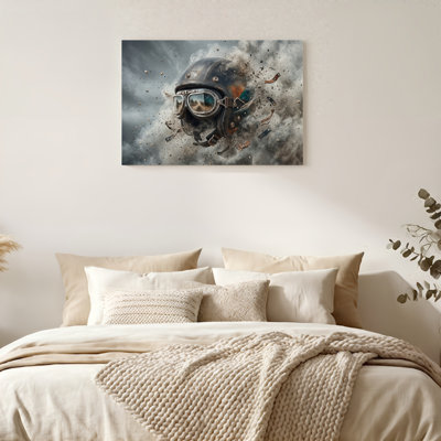 «Gallery Wrap», art mural sur toile pour le salon, la chambre à coucher, le bureau ou le vestibule - décoration murale décorative avec aviateur rétro